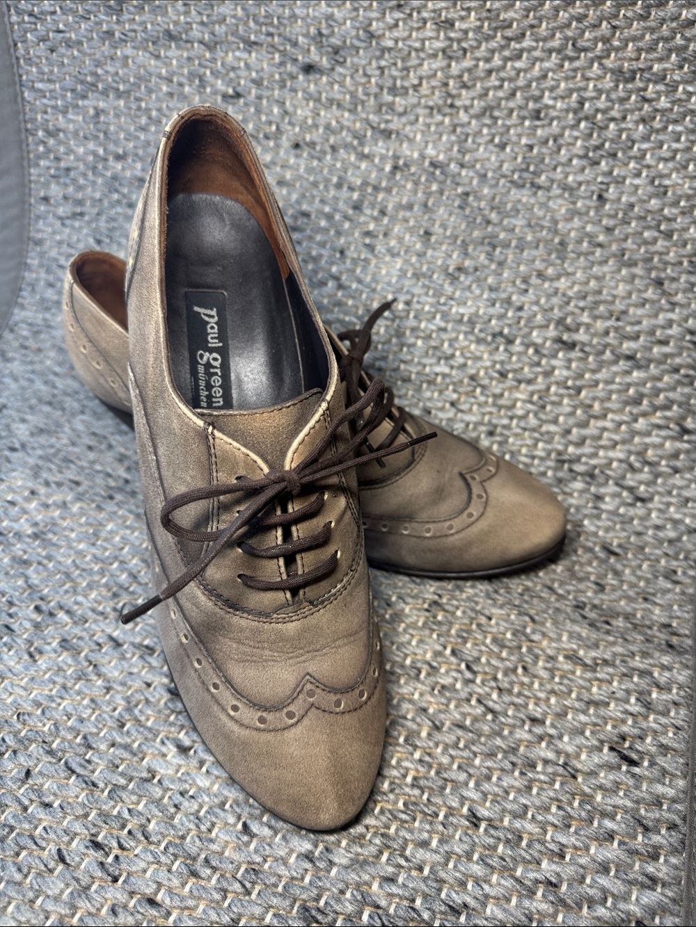 Paul Green Kelsey Nubuck Oxford Heel – Women’s Lace-Up Pumps – Taupe - Picture 4 of 16